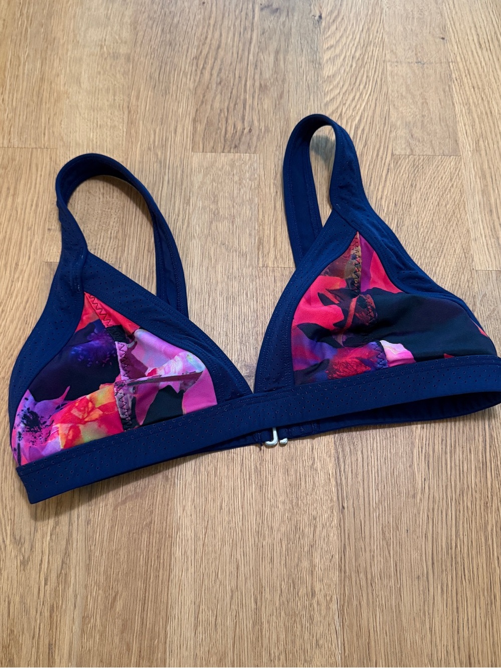 Athleta SMALL Blue Floral Triangle Bikini Top
